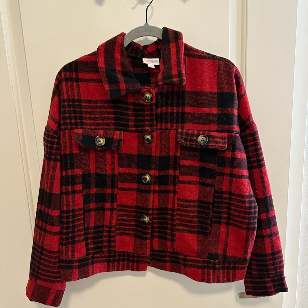 LuLaRoe Berlin Plaid Red and Black Jacket